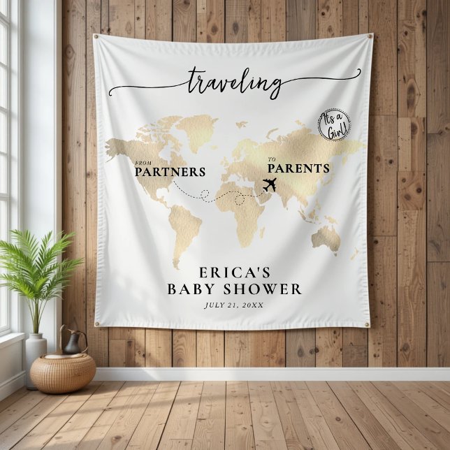 Goldene Karte für Reisen von Partnern zu Eltern Wandteppich (Traveling from Parners to Parents Gold Map Tapestry
)
