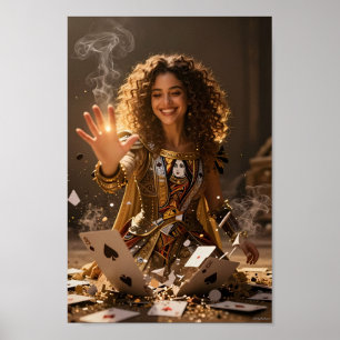 Goldene Kartenverzauberin Magie Kunstposter Poster