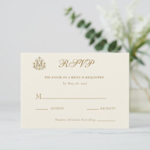 Goldene katholische Marien-Kreuz-Hochzeit RSVP Karte