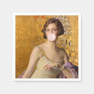 Goldene Kaugummi-Diva Serviette