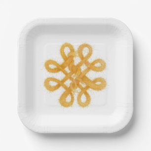 GOLDENE KELTISCHE KNOTEN Quadratische Papierplatte Pappteller