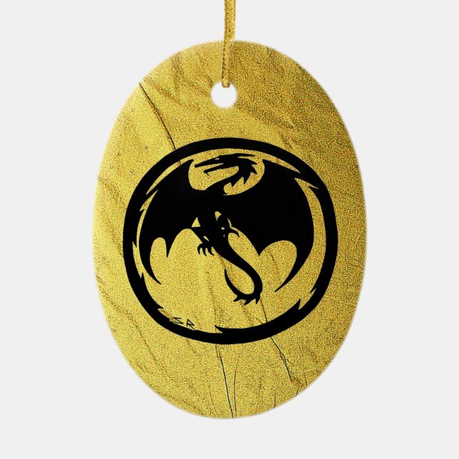 Goldene Keramik des Schwarzen Drachen Keramik Ornament (Vorne)