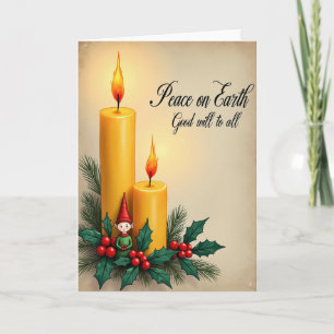 Goldene Kerzen-Glow-Weihnachtskarte Karte