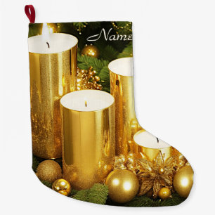 Goldene Kerzen Weihnachten Strumpf Großer Weihnachtsstrumpf