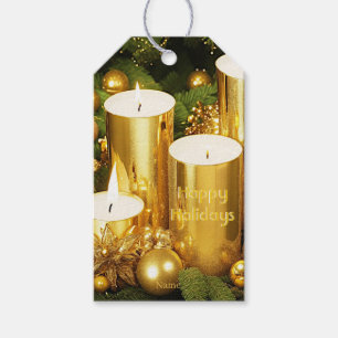 Goldene Kerzen Weihnachts-Geschenkanhänger Geschenkanhänger