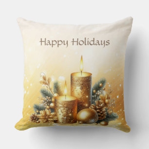 Goldene Kerzen Weihnachts-Wurfkissen Kissen