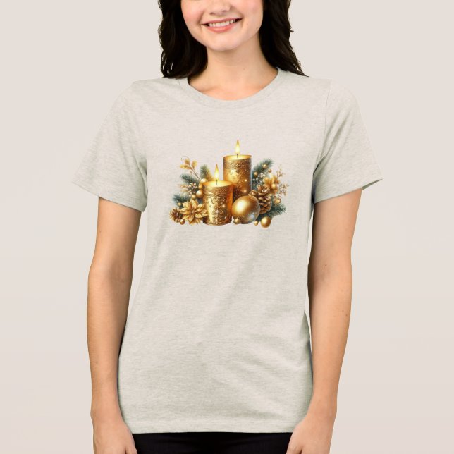 Goldene Kerzen Weihnachtsfeiertag Frauen T - Shirt (Vorderseite)