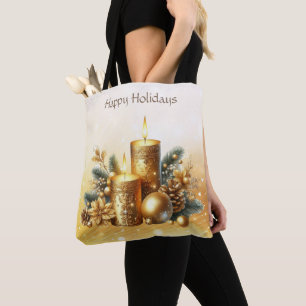 Goldene Kerzen Weihnachtsfeiertag Tragetasche