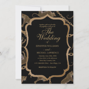 Goldene Ketten-Leopard-Glamour Einladung