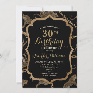 Goldene Ketten-Leopard-Glamour Einladung