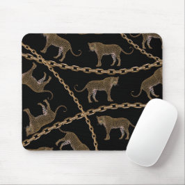 Goldene Ketten-Leopard-Glamour Mousepad