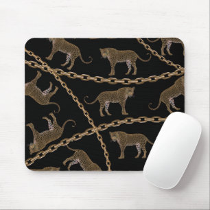 Goldene Ketten-Leopard-Glamour Mousepad