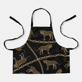 Goldene Ketten-Leopard-Glamour Schürze