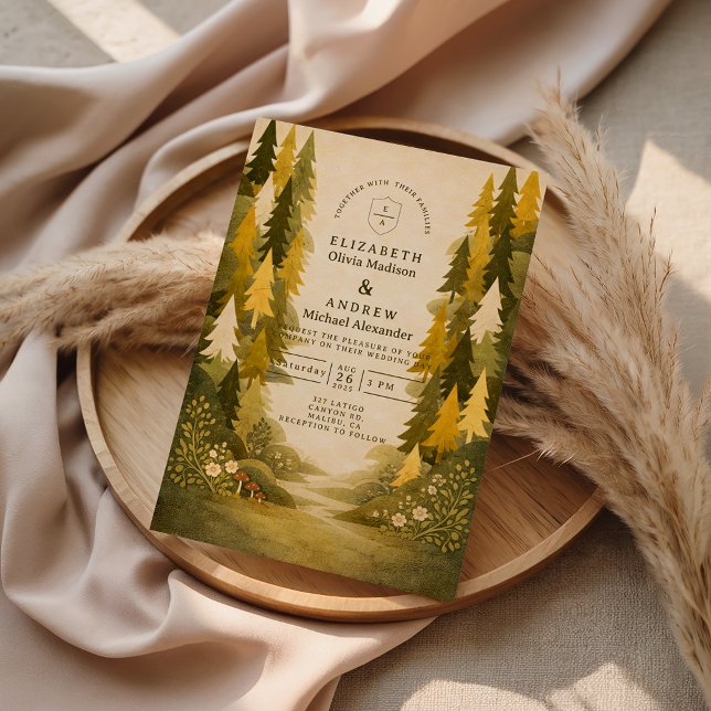 Goldene Kiefernwald-Hochzeit Einladung (Von Creator hochgeladen)