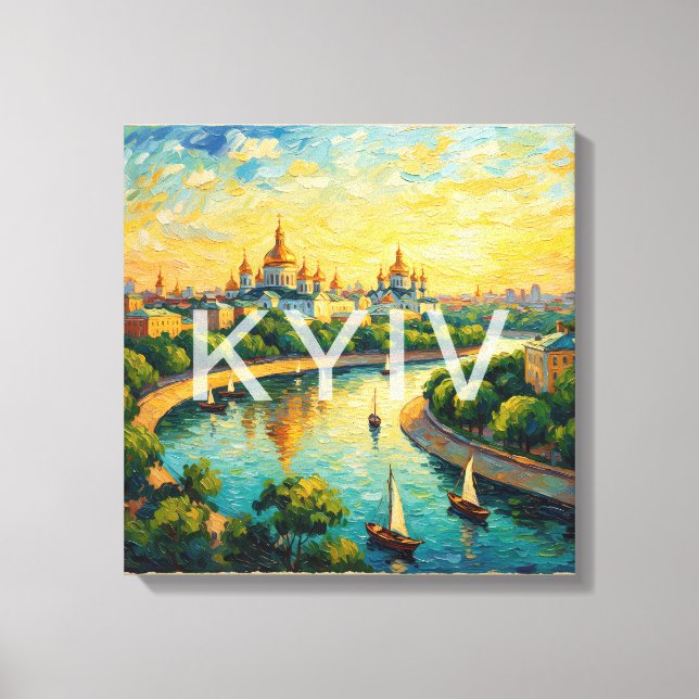 Goldene Kiew-Kathedrale-Riverszene Leinwand (Vorderseite)