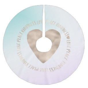 Goldene Kindheit Liebe Frieden Herz Aqua Rosa Gefä Polyester Weihnachtsbaumdecke