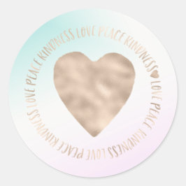 Goldene Kindheit Liebe Frieden Herz Aqua Rosa Gefä Runder Aufkleber