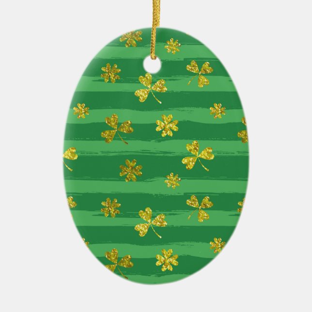 Goldene Kleeblätter Keramik Ornament (Vorne)