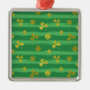 Goldene Kleeblätter Silbernes Ornament