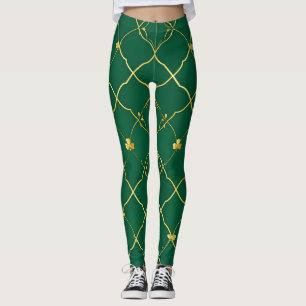 Goldene Kleeblätter, Smaragdgrüner Himmel Leggings