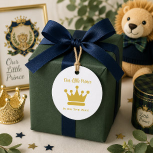 Goldene kleine Prinzenkrone Baby Junge Baby Shower Geschenkanhänger