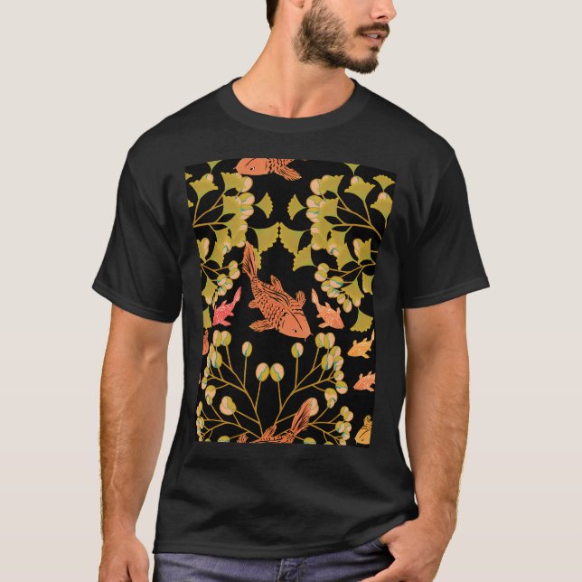 Goldene Koi & Gingko Träume T-Shirt (Vorderseite)