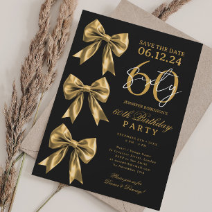 Goldene Kokette-Bogen Save Date 60. Geburtstag Sch Einladung