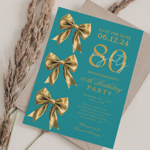 Goldene Kokette-Bogen Save Date 80. Geburtstag Tea Einladung