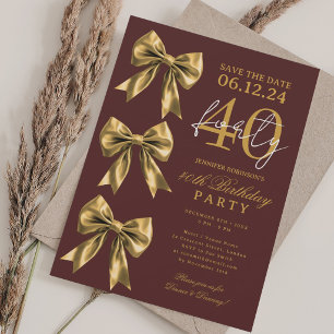 Goldene Kokette-Bogen-Save-the-Date 40. Geburtstag Einladung