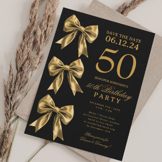Goldene Kokette-Bogen-Save-The-Date 50. Geburtstag Einladung