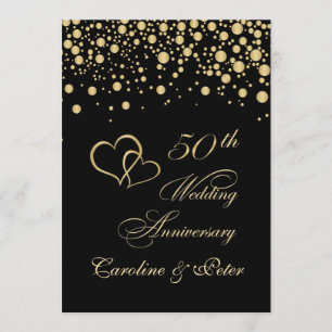 Goldene Konfetti 50. Hochzeitstag Einladung