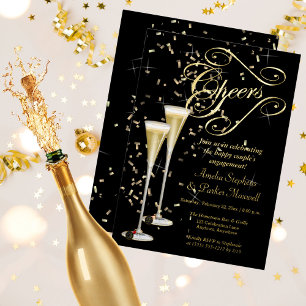 Goldene Konfetti-Champagner-Glückwünsche zur Verlo Folieneinladung