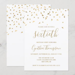 Goldene Konfetti-Dreiecke 60. Geburtstagsfeier Einladung