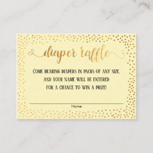Goldene Konfetti & Gelbe Schrift Windel-Raffle-Kar Begleitkarte