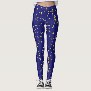 Goldene Konfetti-Punkte in Mitternachtsblau Leggings