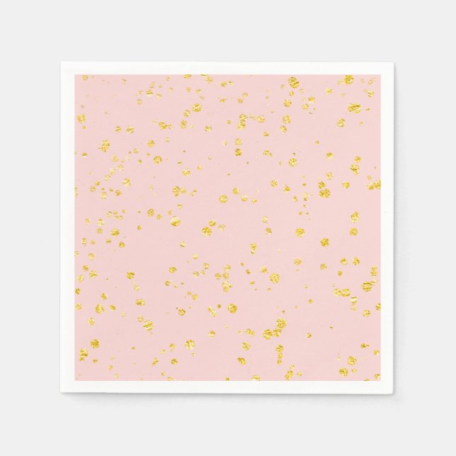 Goldene Konfetti-Punkte in Rosa Serviette (Vorderseite)