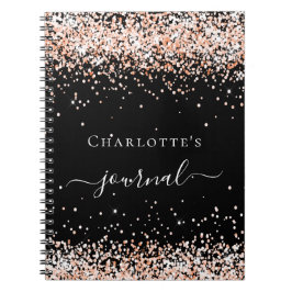 Goldene Konfetti-Schriftzeitschrift der Black Rose Notizblock