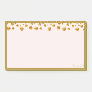 Goldene Konfetti und goldener Rahmen auf Elfenbein Post-it Klebezettel