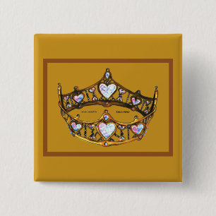 Goldene Königin der Herzen Goldkrone Tiara Goldene Button