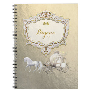 Goldene königliche Prinzessin Storybook-Kutsche &  Notizblock