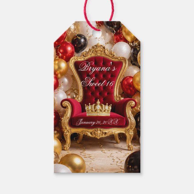 Goldene königliche Thron-Geburtstagsfeier Geschenkanhänger (Vorderseite)