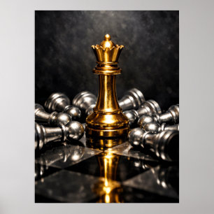 Goldene Königsschachfigur – Strategie, Macht & Sie Poster