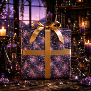 Goldene Konstellation Galaxie Sterne Nachthimmel Geschenkpapier
