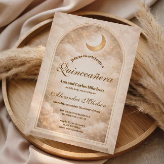 Goldene Konstellation Quinceañera Einladung
