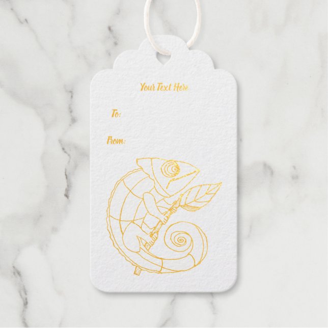 Goldene Kontur Illustration Abstrakt Lizard auf Le Geschenkanhänger (Vorderseite)