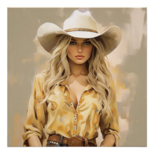 Goldene Körner: Cowgirl Wall Art Poster