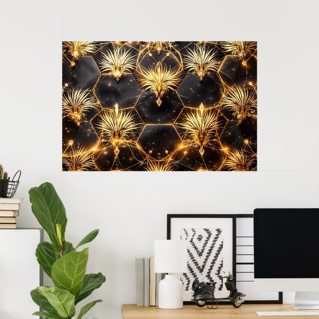Goldene kosmische Geometrie Poster (Heimbüro)
