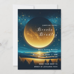 Goldene Kosmische Horizont-Hochzeit Einladung