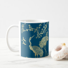 Goldene Krane Kunst, Blauer Hintergrund Kaffeetasse