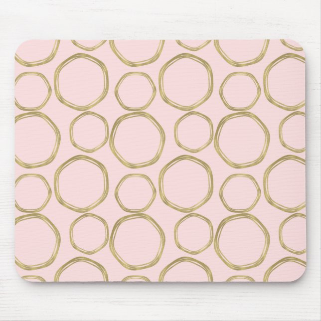 Goldene Kreise & Blushing Pink Moderne Moderne Mod Mousepad (Vorne)